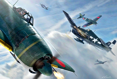 מטוסי יפן וארה"ב מצטלבים בקרב, צילום: wallpaperflare