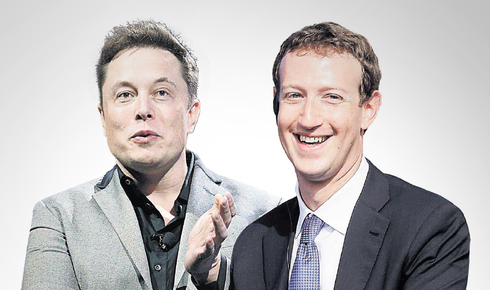 מימין מייסד פייסבוק מארק צוקרברג ומייסד טסלה אילון מאסק, צילומים: אי.פי, אי.אף.פי