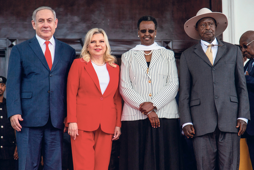 בני הזוג נתניהו מפגש עם נשיא אוגנדה ואשתו אנטבה 2020