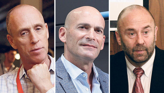 מימין: מנכ"ל טאואר ראסל אלוונגר, מנכ"ל קורנית רונן סמואל ומנכ"ל נובה איתן אופנהיים. נדחקו נוכח חגיגת הענן
(צילומים: שאול גולן, אוראל כהן, עמית שעל) מימין מנכ"ל טאואר ראסל אלוונגר מנכ"ל קורנית רונן סמואל ומנכ"ל נובה איתן אופנהיים
