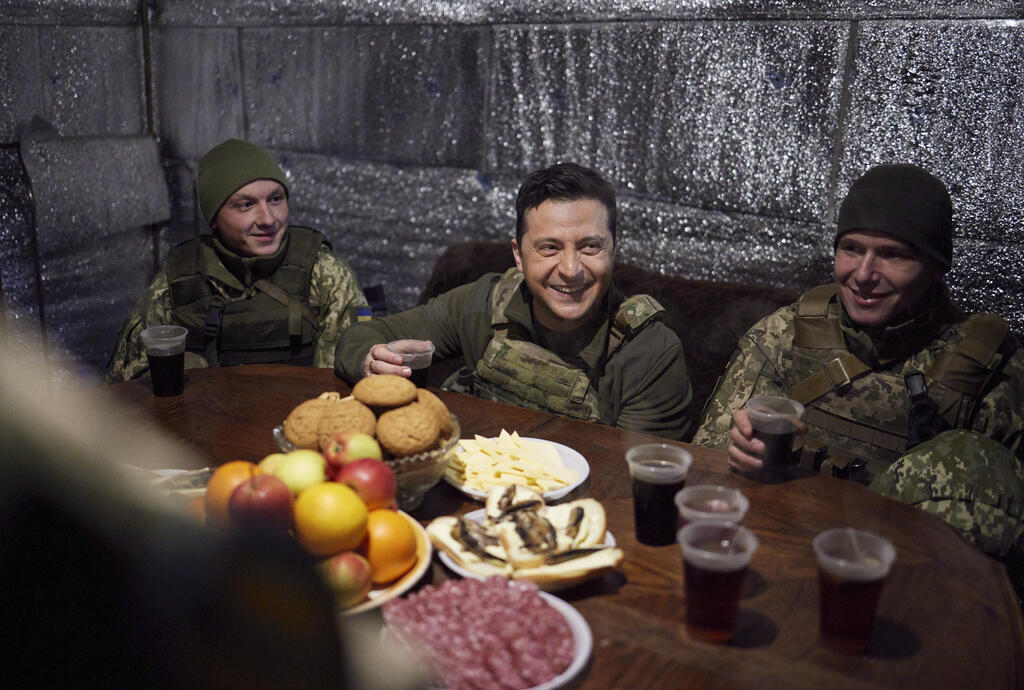 Ukrainian President Volodymyr Zlansky, visiting the front in Donetsk