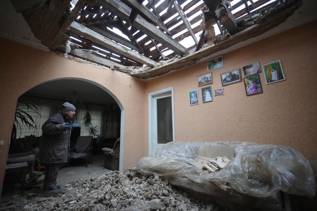 A house in a village in eastern Ukraine that was bombed by separatists