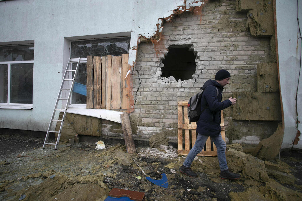 A house in a village in eastern Ukraine that was bombed by separatists