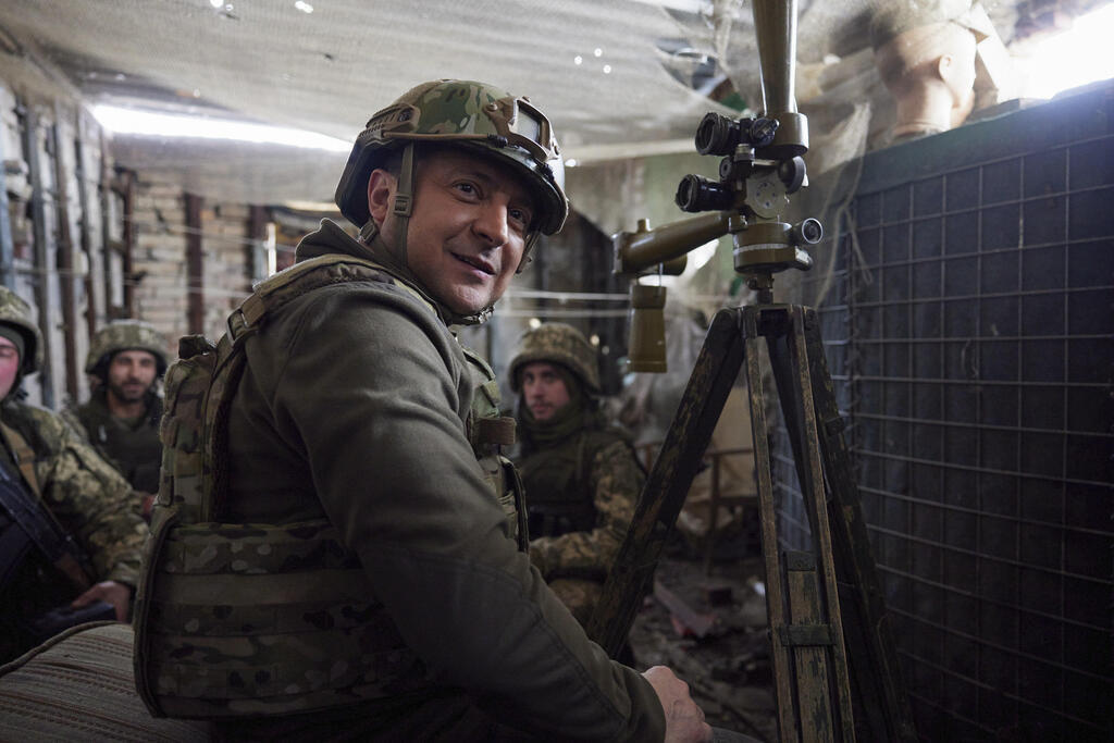 Ukrainian President Volodymyr Zlansky, visiting the front in Donetsk