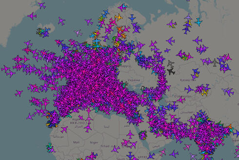 רדאר טיסות באירופה, צילום: ADSBexchange