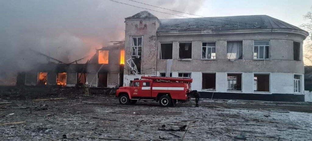 A school destroyed by the bombings in Kharkov, Ukraine