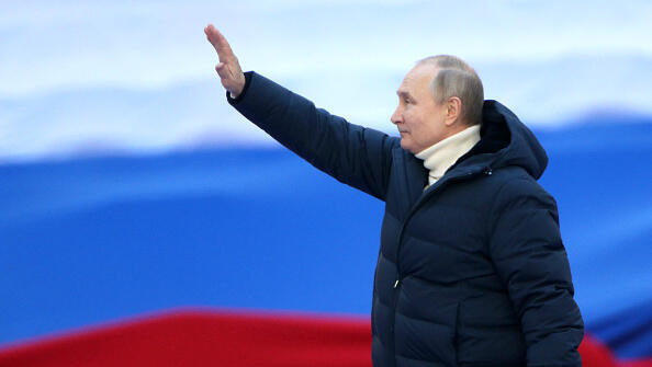 Russian President Vladimir Putin at an event marking eight years since the occupation of Crimea