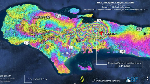 A satellite image of the earthquake in Haiti. 