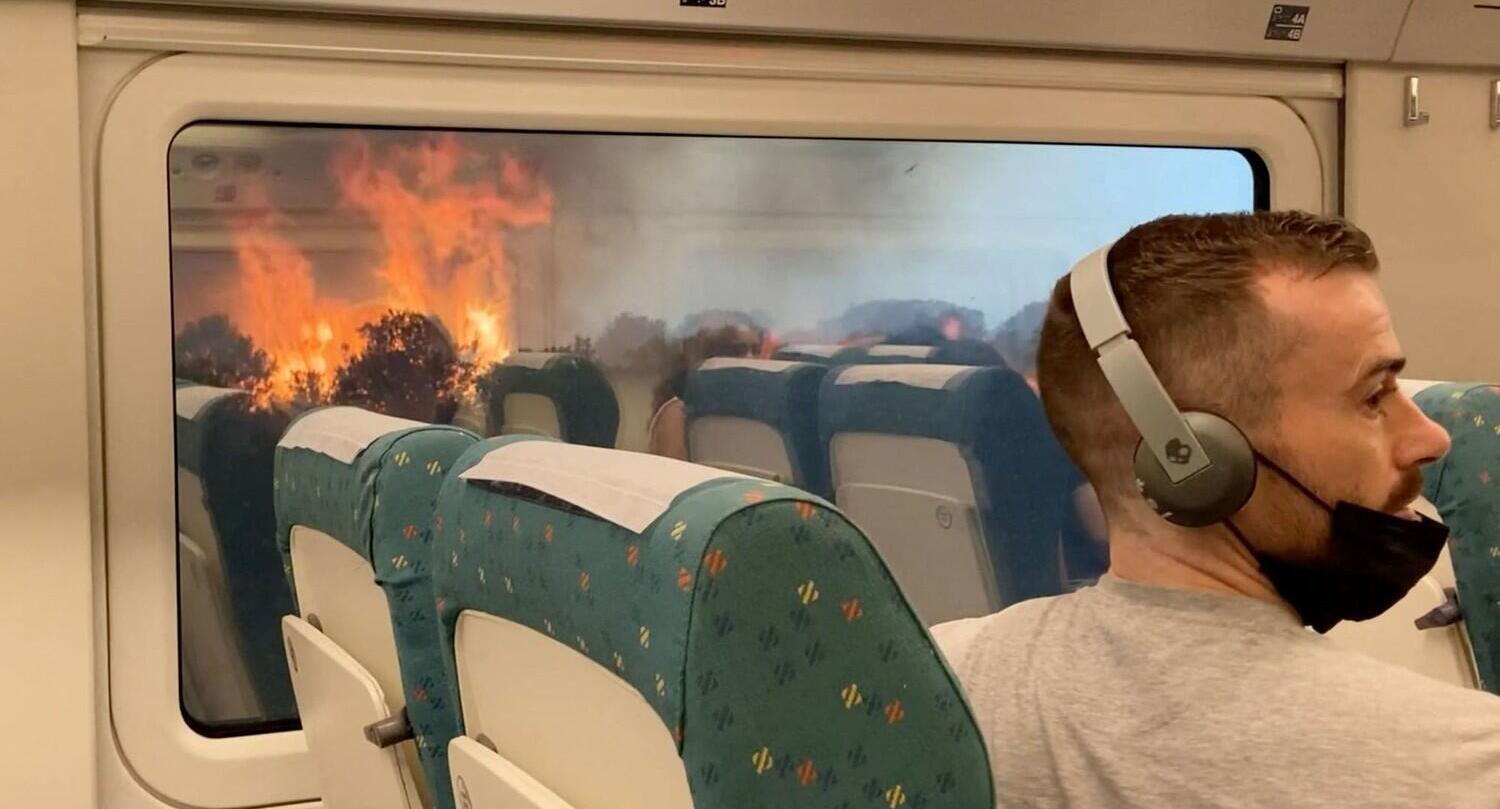 פוטו שריפות באירופה זמורה רכבת ספרד    