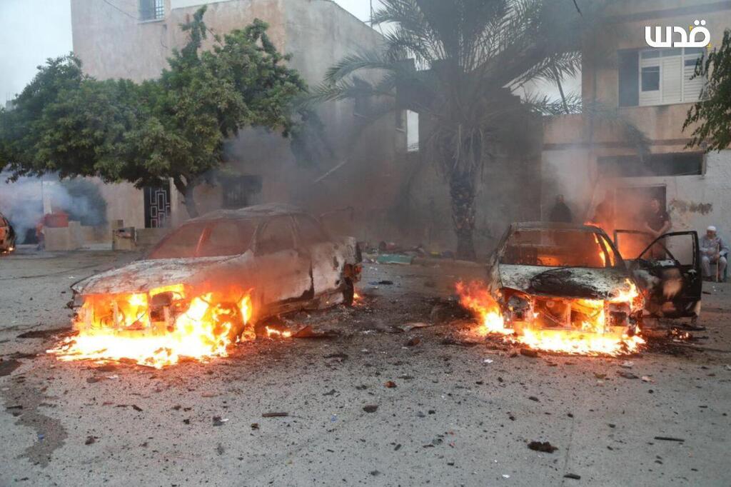מכוניות עולות באש בכפר דאן ליד ג'נין