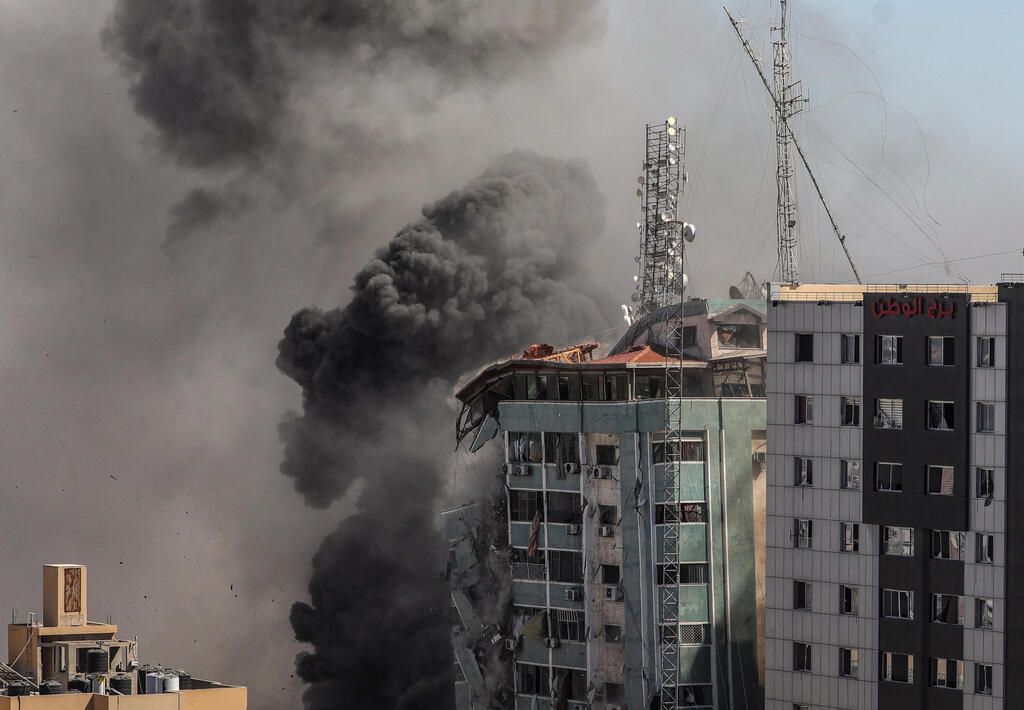 The Israeli military brought down the Al Jala building in Gaza on Saturday. Photo: EPA